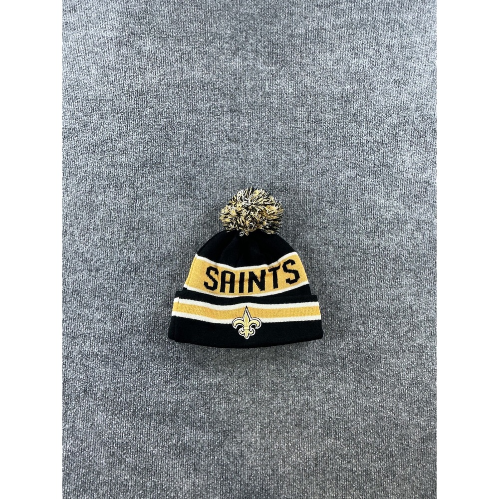 New Era New Orleans Saints NFL Knit Beanie Pom Hat Black Gold Cuffed